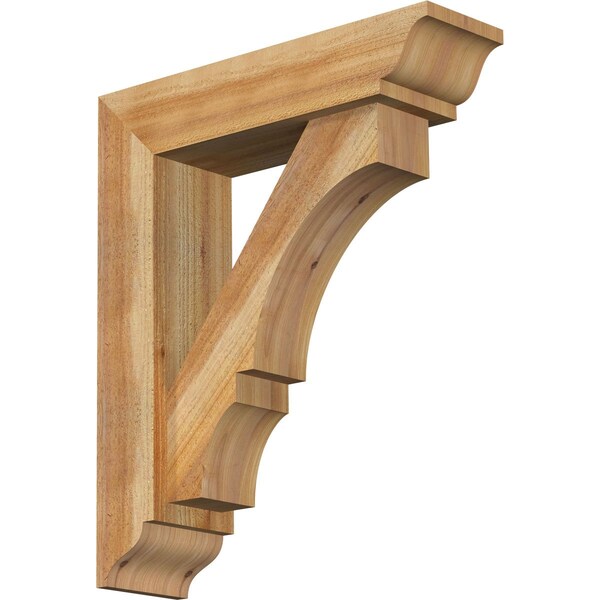 Ekena Millwork Balboa Traditional Rough Sawn Bracket w/ Offset Brace, Western Red Cedar, 6"W x 22"D x 26"H BKT0604X22X26BOA01RWR - main